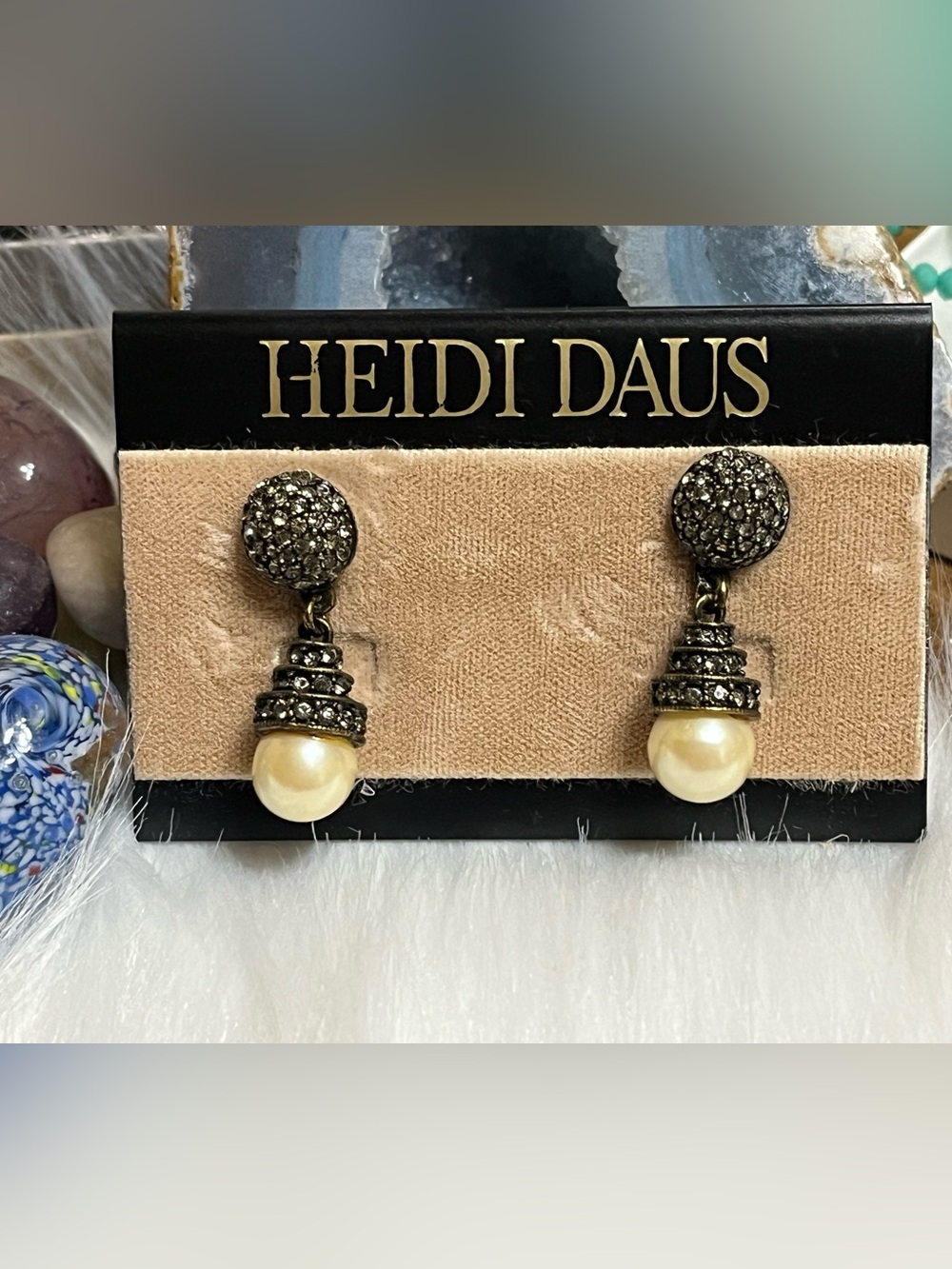Heidi Daus Pierced Pearl Drop Earrings